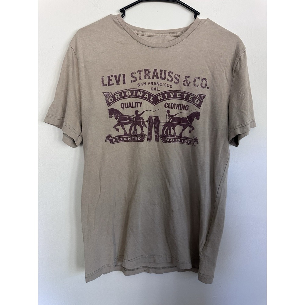 VTG Levi's Distressed Tshirt‎ Women's SMALL/MED Tan Western Rugged